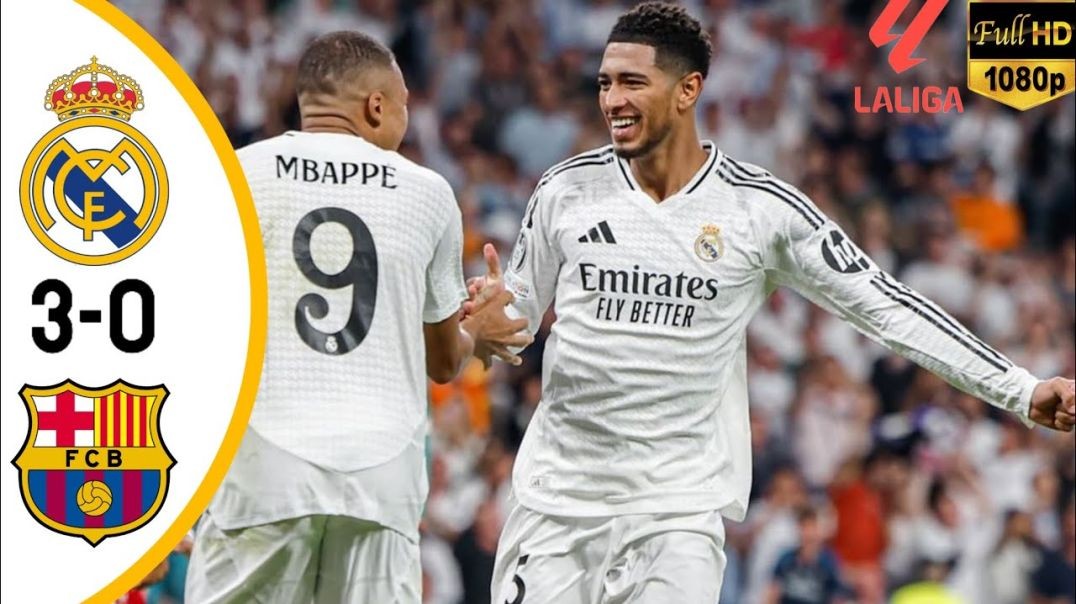 ⁣Real Madrid vs Barcelona - Laliga Santander 2024 - Klyian Mbappe Hattrick!!! Highlight & All Goa