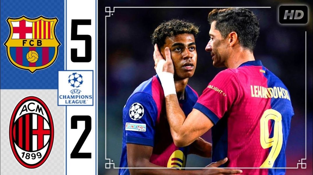 ⁣Barcelona vs AC Milan 5-2 • Champions League Highlights & All Goals 2024 • Barcelona Tadi Malam